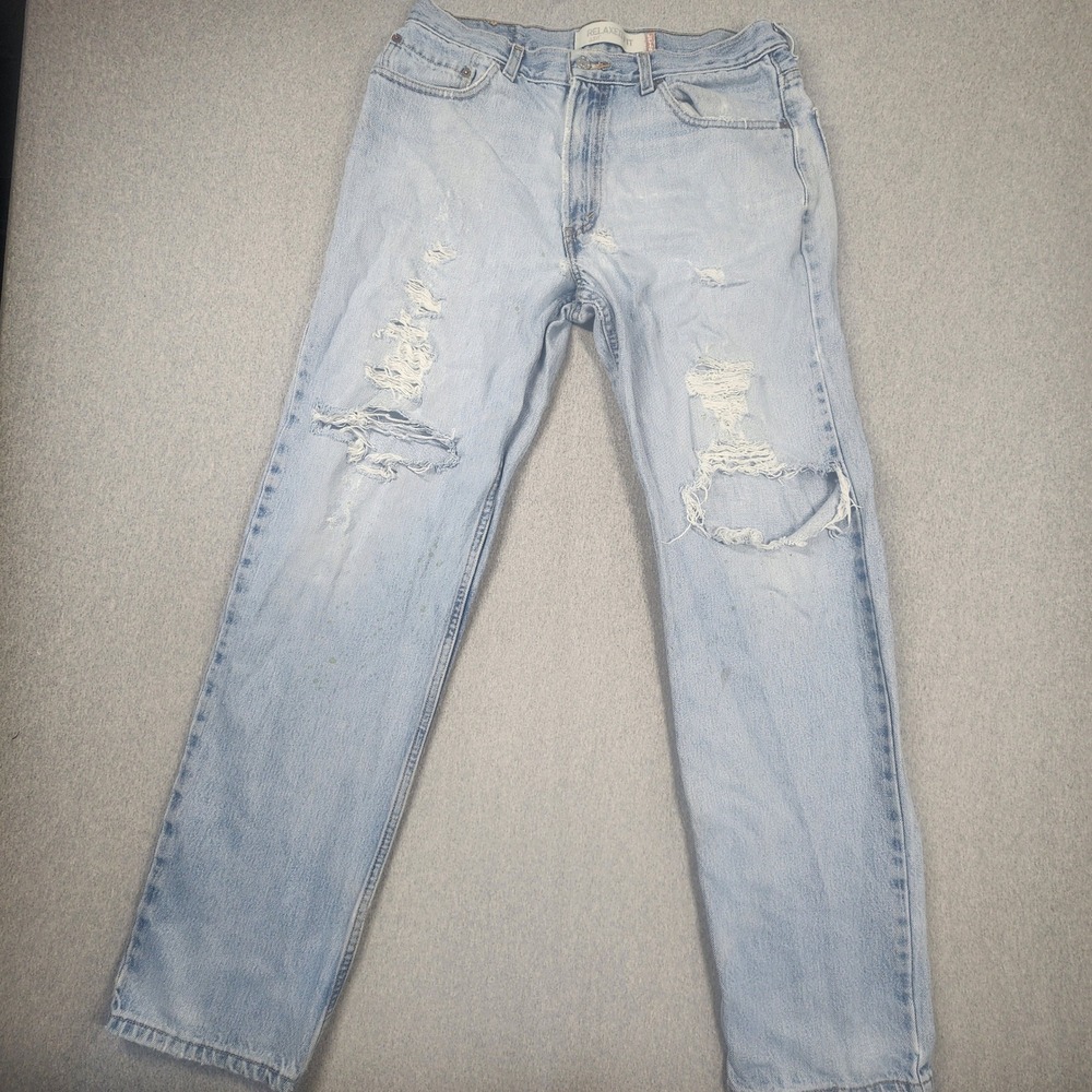 Levi's 550 Relaxed Fit Mens W34 L34 Light Blue Fair Distressed Paint Splatter